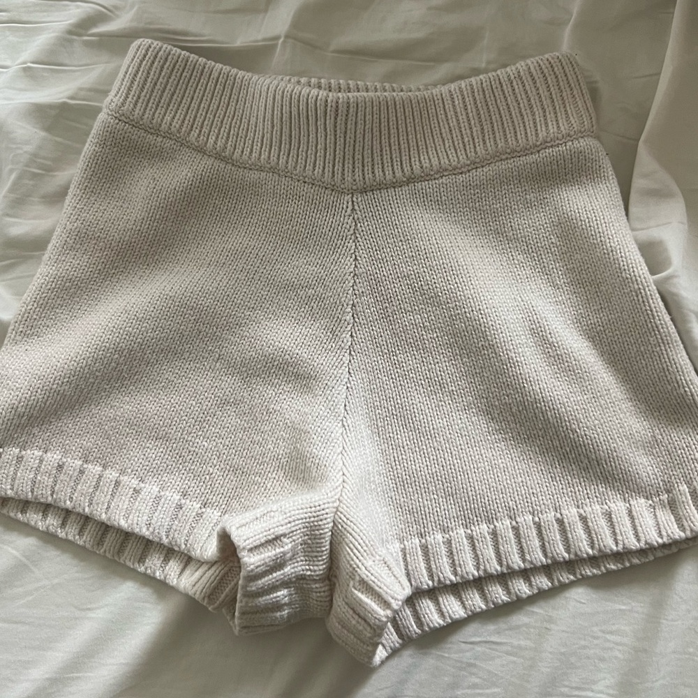 Knit Beige Pajama Shorts
